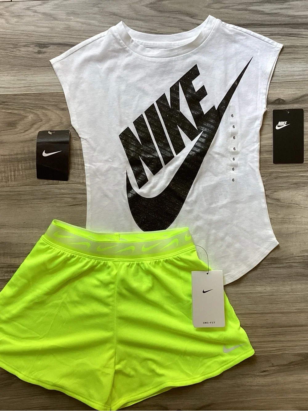 Nike girls cap sleeve & Shorts outfit size 6(NWT) ~PRICE IS FIRM, NO OFFERS~